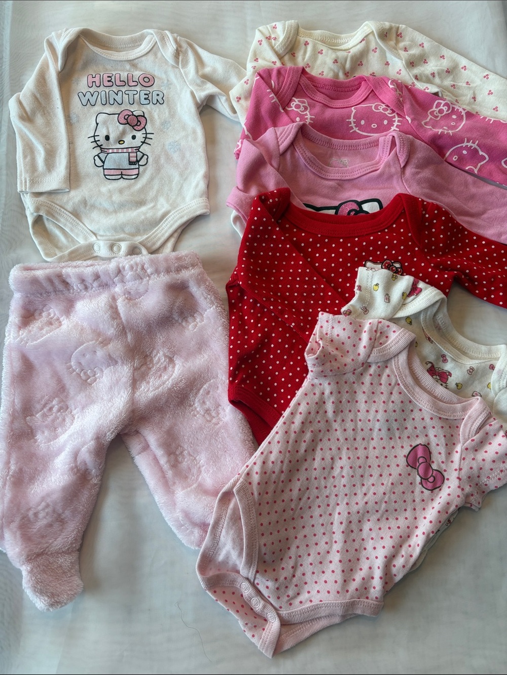 Hello Kitty Infant Bodysuit Bundle - Pink, Red, White